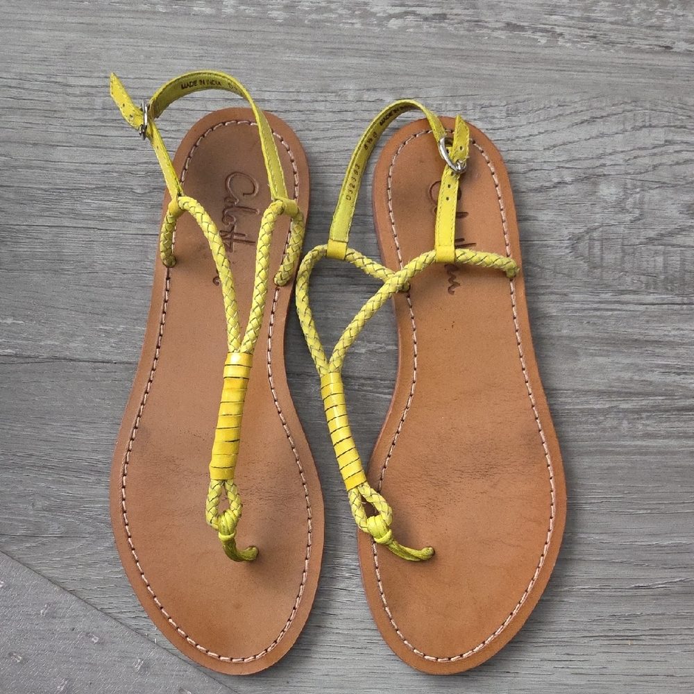 Cole Haan Yellow Braided Sandals